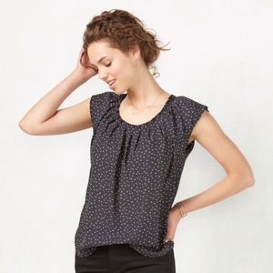 LC Lauren Conrad Dove Gray Pleat Neck Blouse